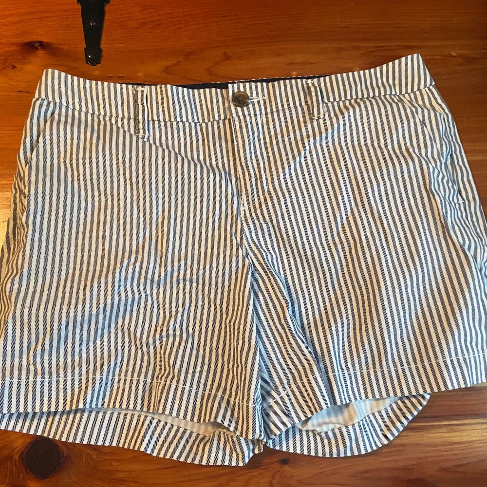 Navy Blue and White striped shorts